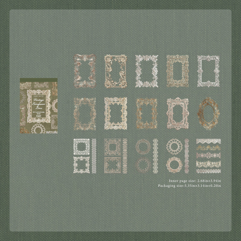 30 Sheets Lace Themed PET Stickers Book LSBWG