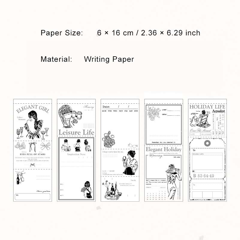 50 Pcs Vintage Ticket Scrapbook Paper LMSH