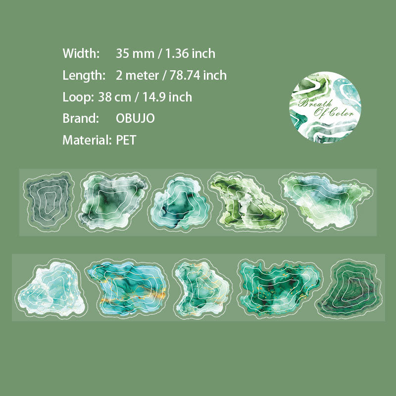 1 Roll Watercolor Spalash PET Stickers Tape SSHX