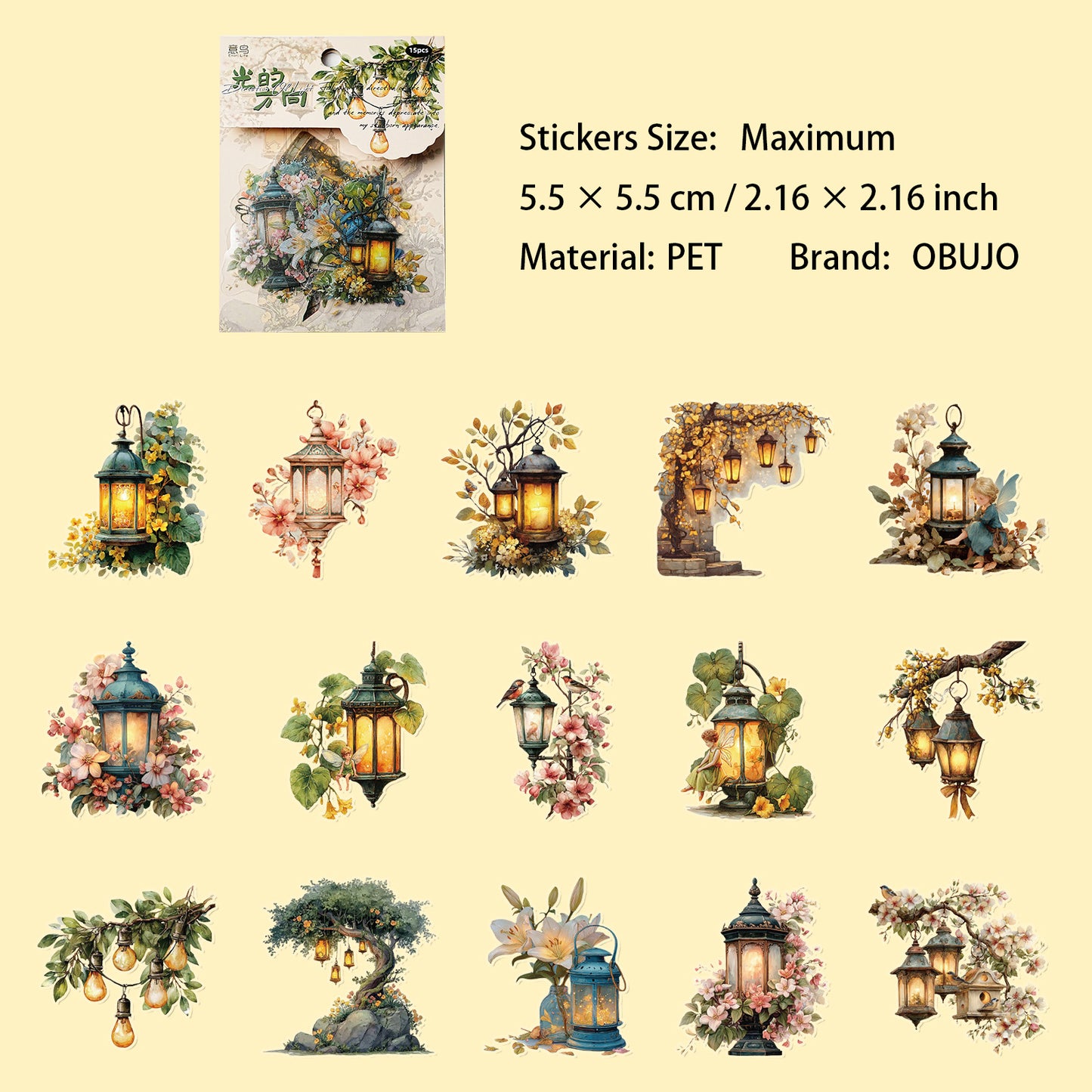 15 Pcs Fantasy PET Stickers GDFX