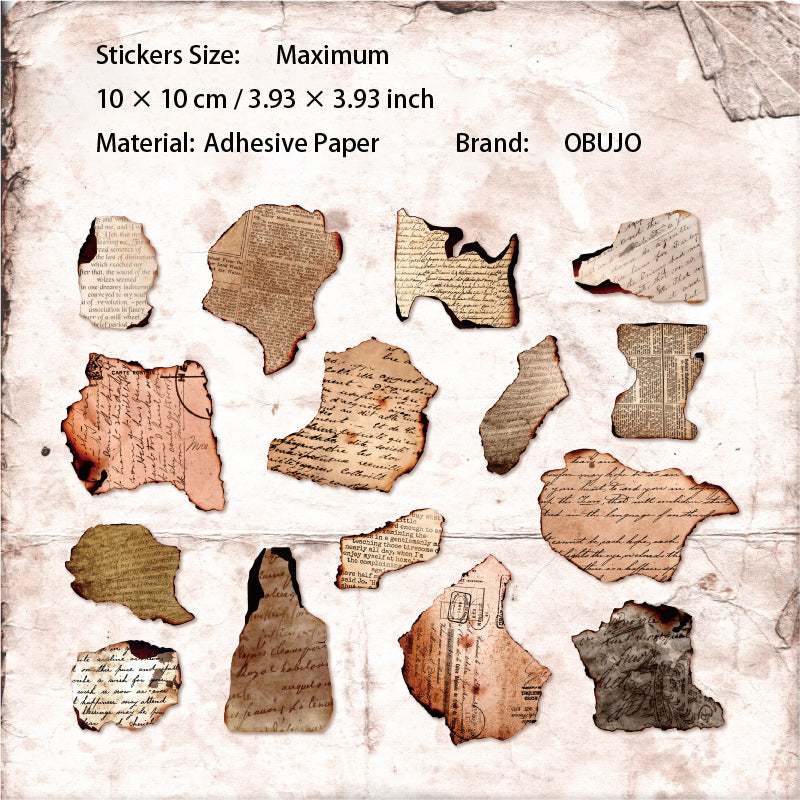 15 Pcs Burnt Vintage Journal Paper YLXJ