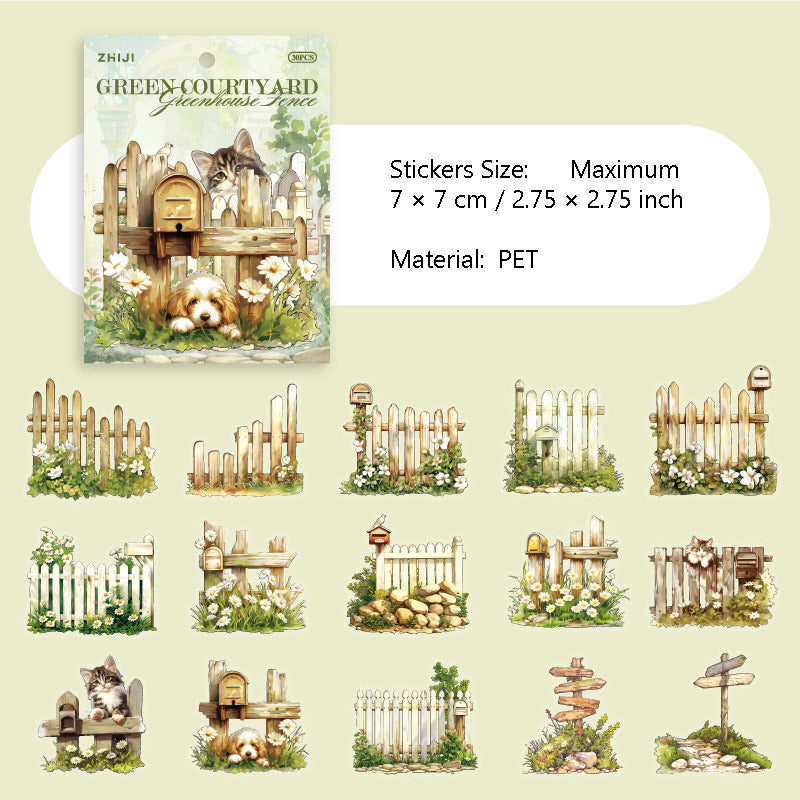 15 Pcs Garden Fence PET Stickers HFLS