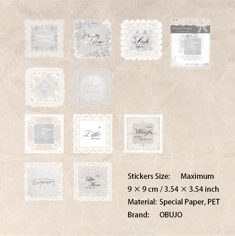 10 Pcs Lace Edged Journal Stickers LSHX