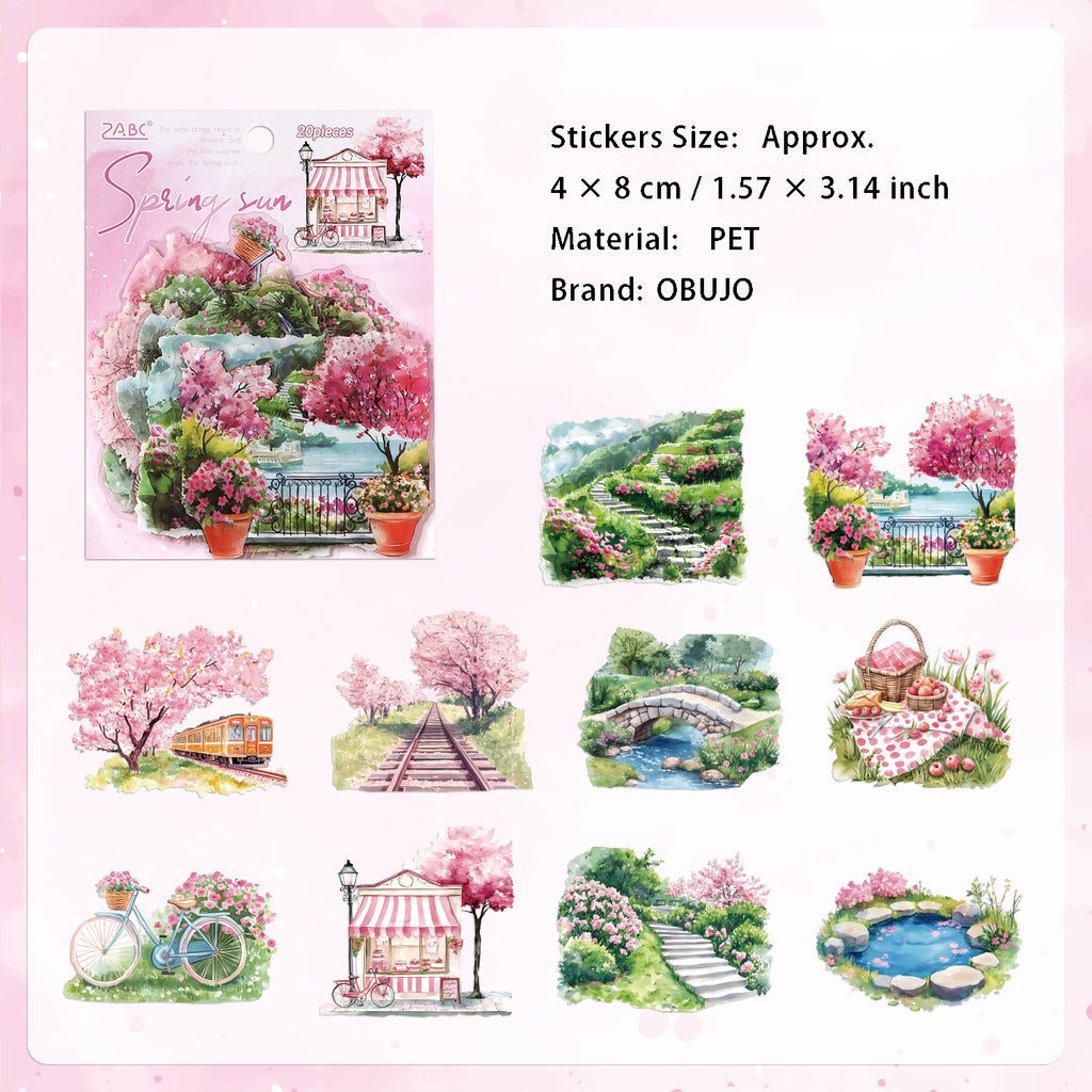 20 Pcs Travel Landscape PET Stickers SJXG