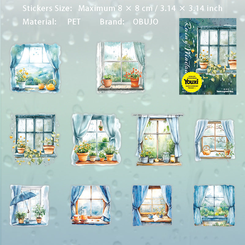 10 Pcs Windows Landscape PET Stickers CBTY