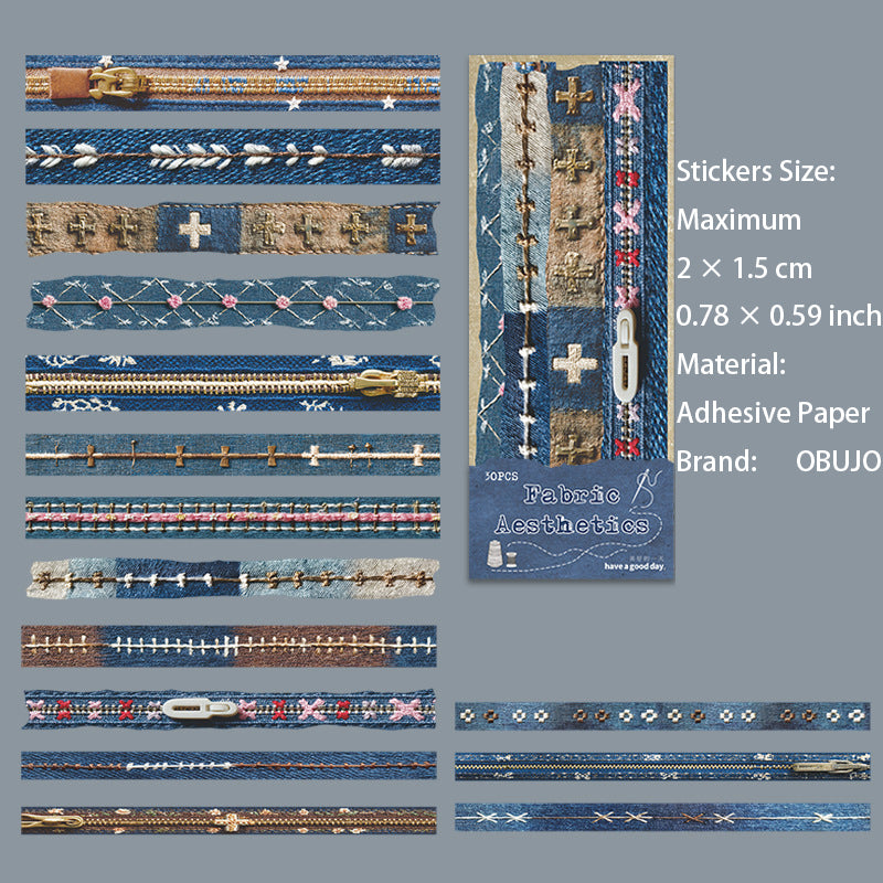 30 Pcs Fabric Themed Jouranl Stickers ZYMX