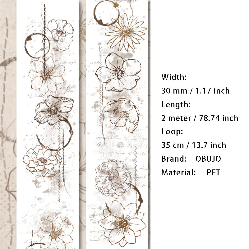 1 Roll Vintage Watercolor PET Tape ZJMH