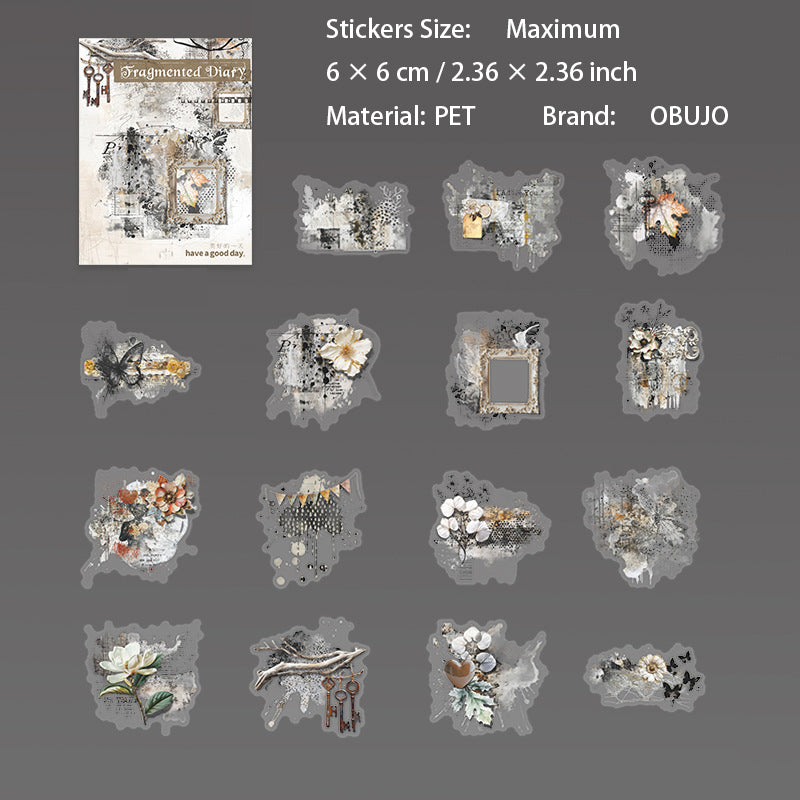 15 Pcs Vintage Collage PET Stickers LSRJ