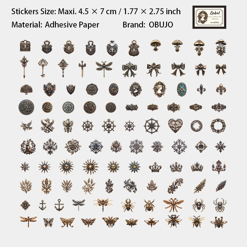 100 Pcs Vintage Wax Seal Tickets Stickers XHXX