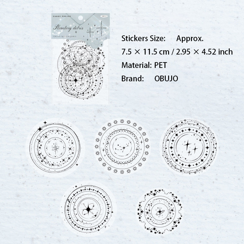 10 Pcs Round Frame PET Stickers YHBWG