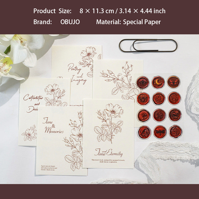 27 Pcs Vintage Journal Paper and Wax Seal Stickers WMDX