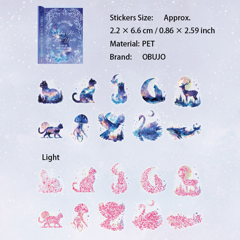 20 Pcs Galaxy Themed PET Stickers XKMY