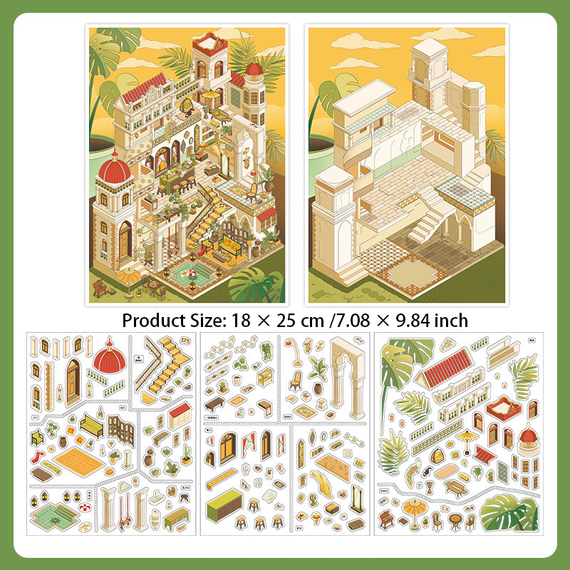 3D House Scene DIY Stickers Kit WDXW