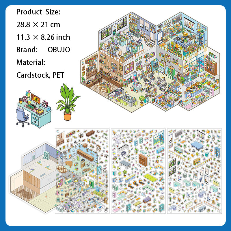 3D Shop Store Scene DIY Stickers Kit JRYYZ