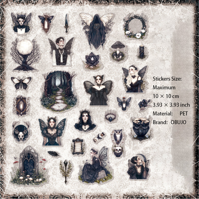 30 Pcs Dark Gothic PET Stickers YSJL