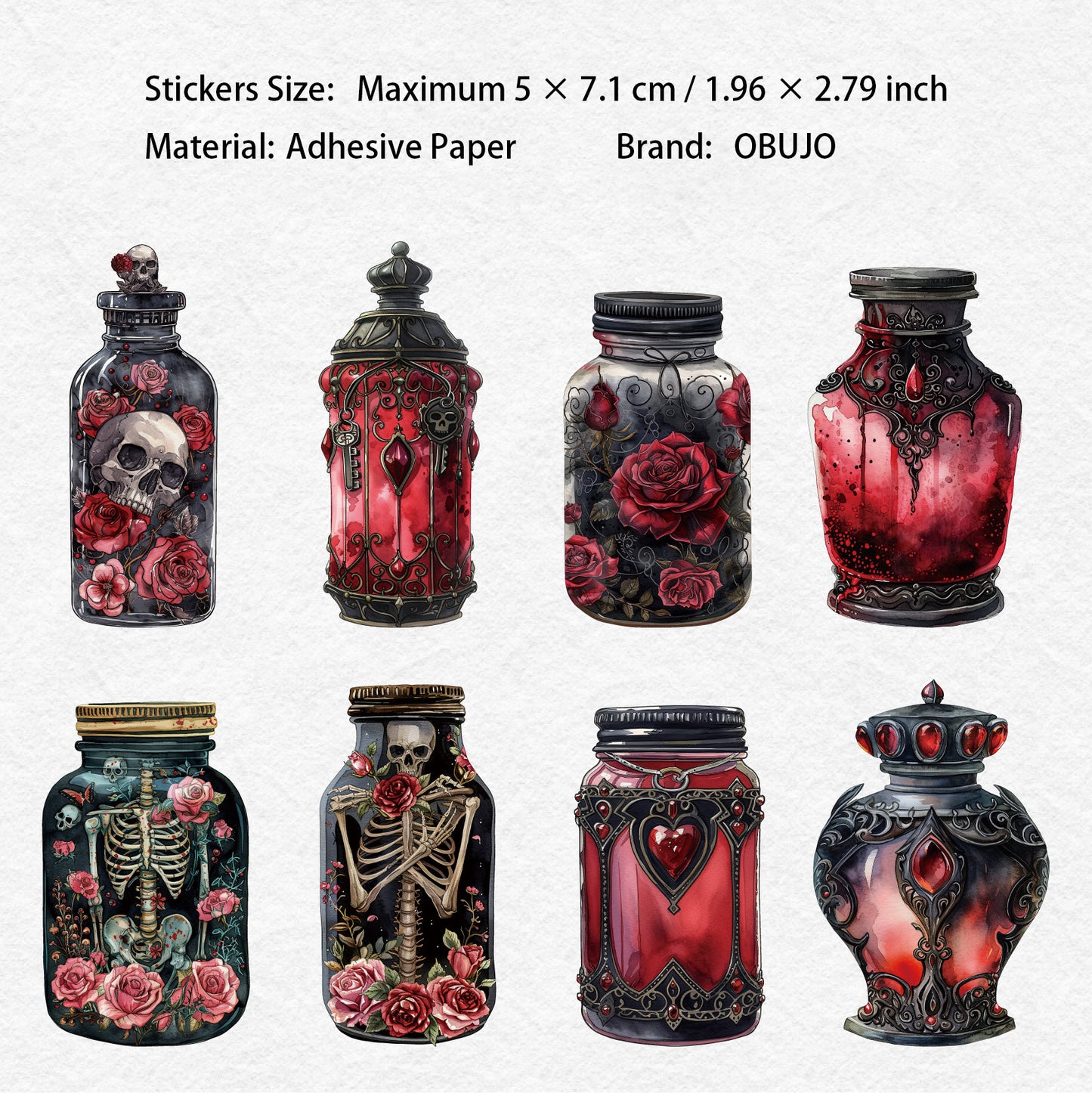 8 Pcs Gothic Magic Bottle Stickers MFPZ