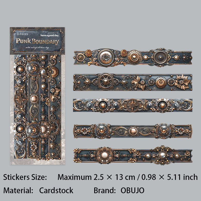 10 Pcs Punk Themed Cardstock Stickers PKBJ