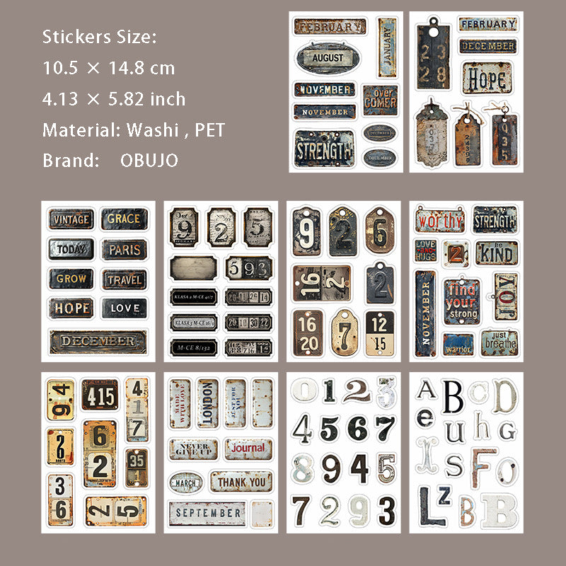 20 Sheets Vintage Journal Stickers Book JWBQJ