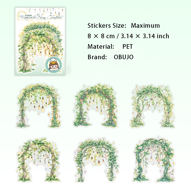 6 Pcs Romance Arch PET Stickers LMXP