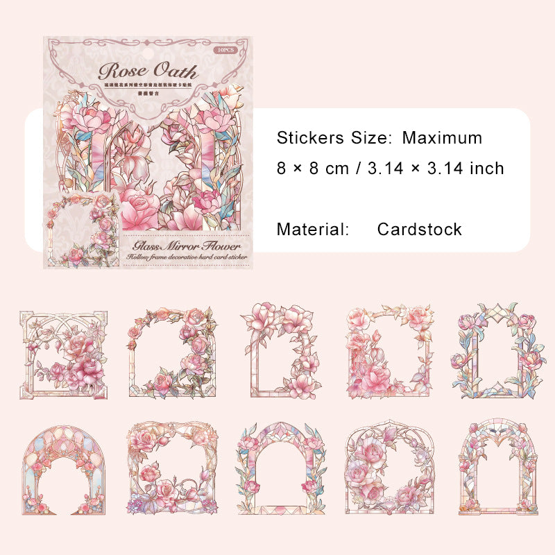 10 Pcs Floral Frame Cardstock Stickers LLJH