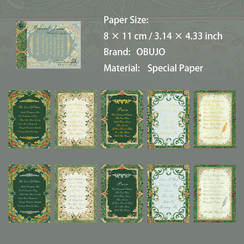 10 Pcs Vintage Literature Themed Journal Paper ZSJSP