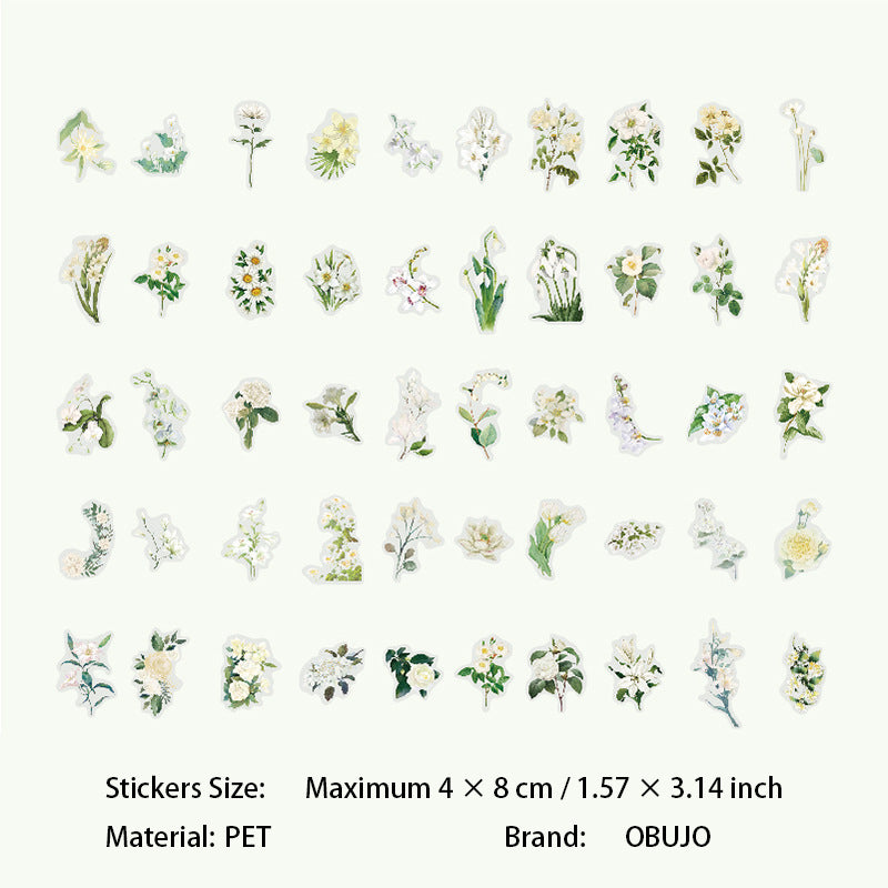 100 Pcs Seasonal Flower PET Stickers HKYQ