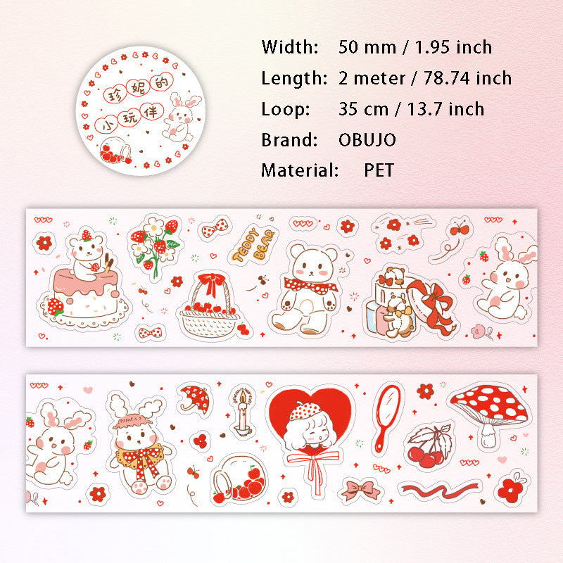 1 Roll Dessert Flower Planner PET Stickers Tape XRTPZ