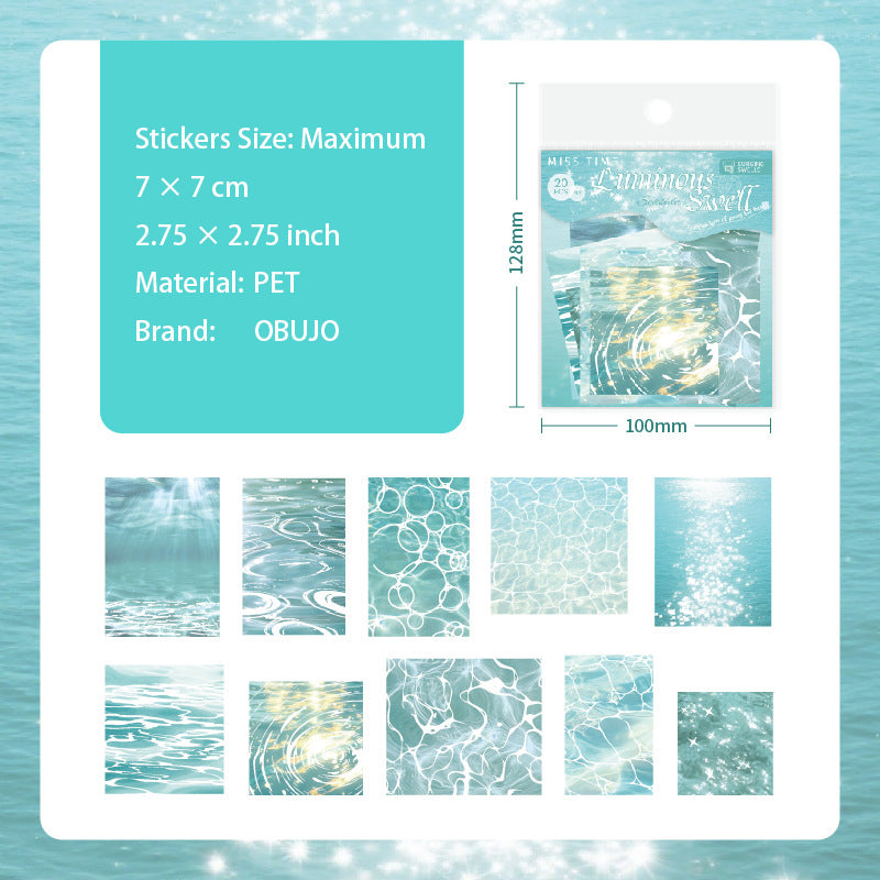 20 Pcs Water Texture PET Stickers LGBY