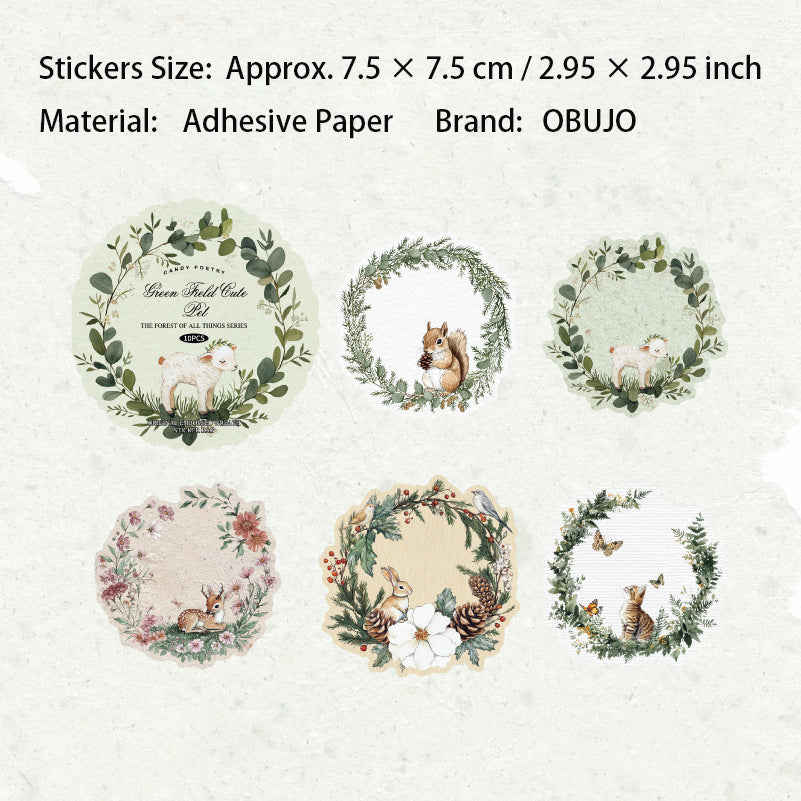 10 Pcs Wreath Themed Embossed Stickers WWZS