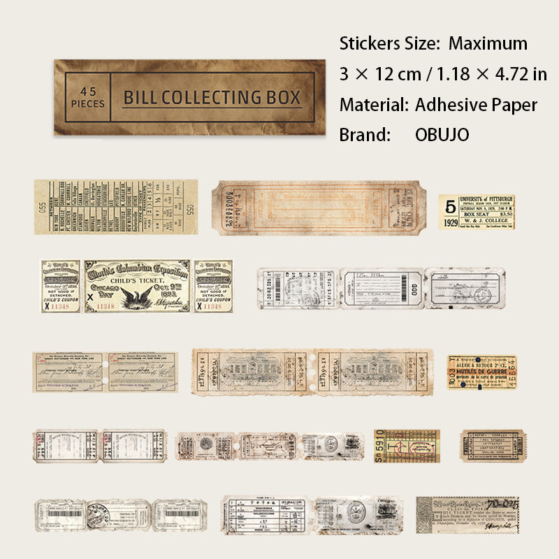 45 Pcs Vintage Tickets Stickers GDPWS