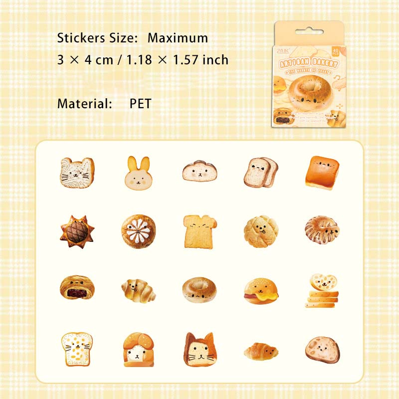 40 Pcs Bread PET Stickers JMWD