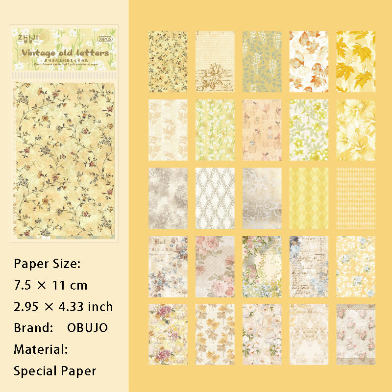 50 Pcs Floral Scrapbook Paper LMQF