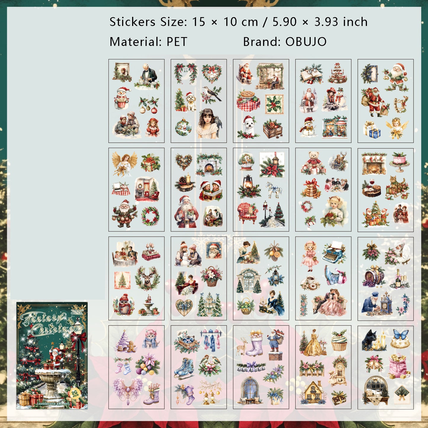 20 Sheets Christmas Stickers Book SDLX