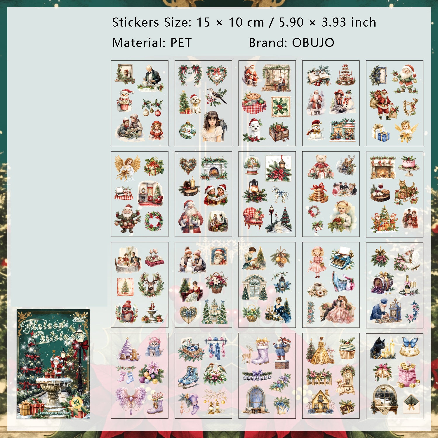 20 Sheets Christmas Stickers Book SDLX
