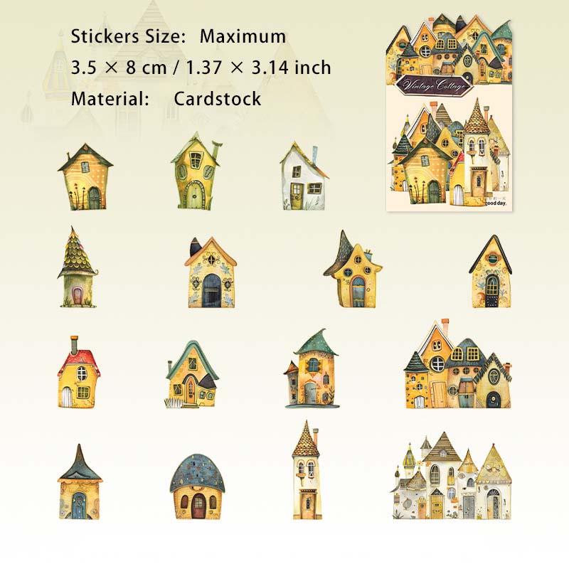 15 Pcs Fairy Magic House Cardstock Stickers GGXW