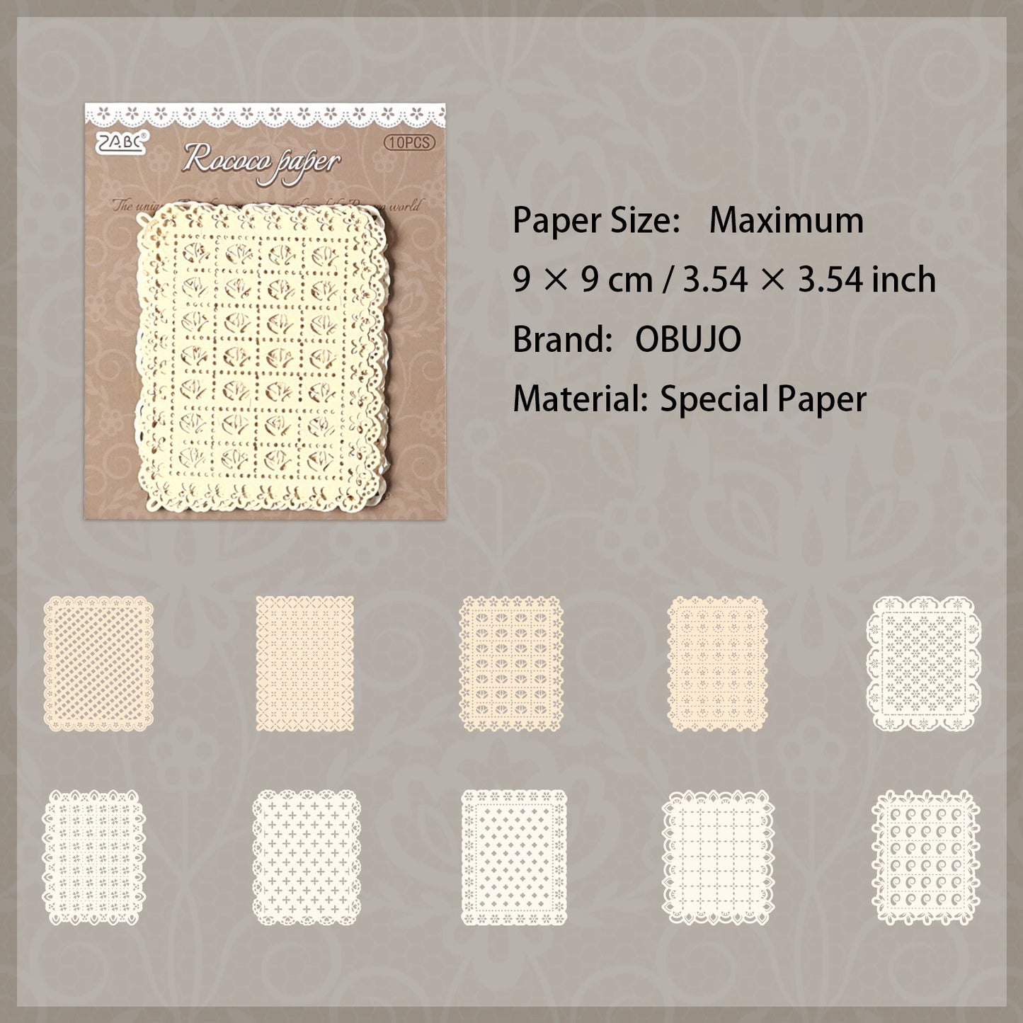 10 Pcs Hollow Cutout Lace Journal Paper GLXX