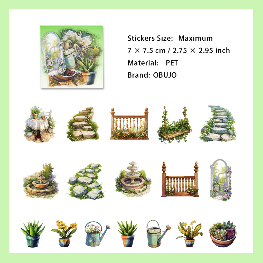 17 Pcs Garden Landscape PET Stickers YHYSJ