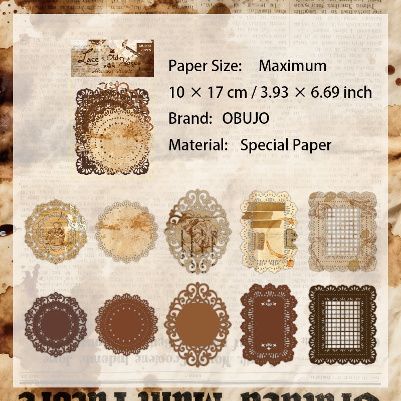 20 Pcs Vintage Lace Journal Paper LSJQ