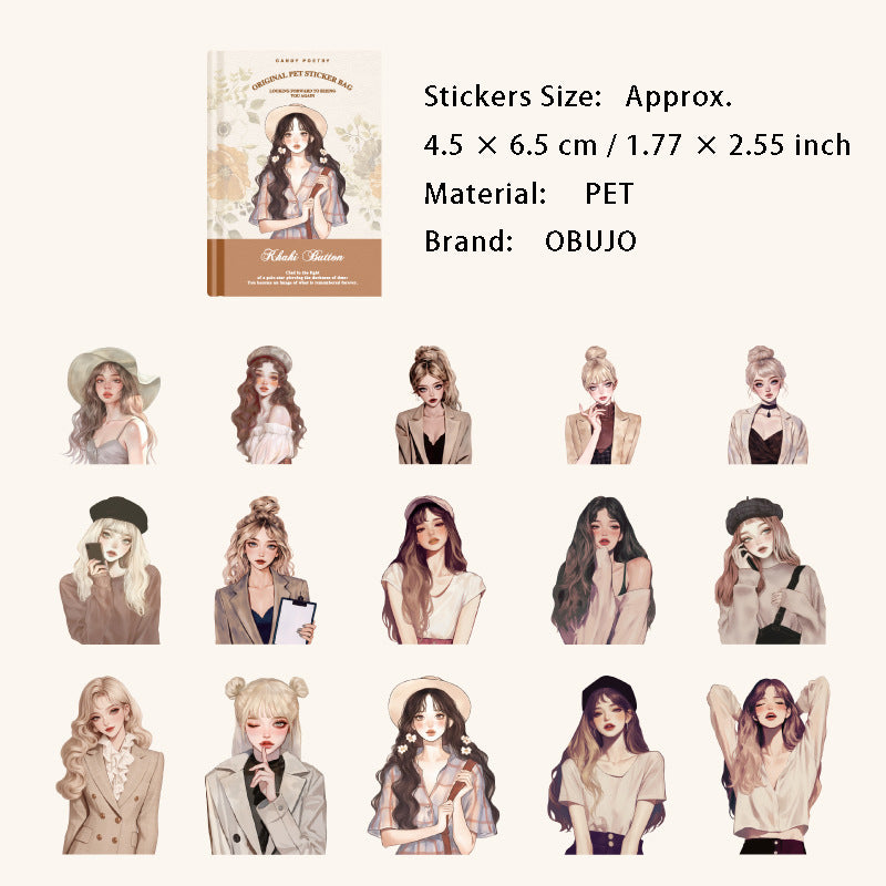 30 Pcs Fahsion Girl PET Stickers JRSD