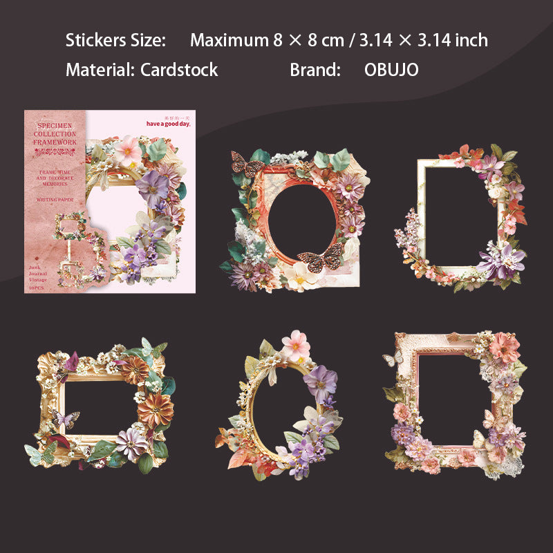 10 Pcs Botanical Frame Cardstock Stickers ZCBBK