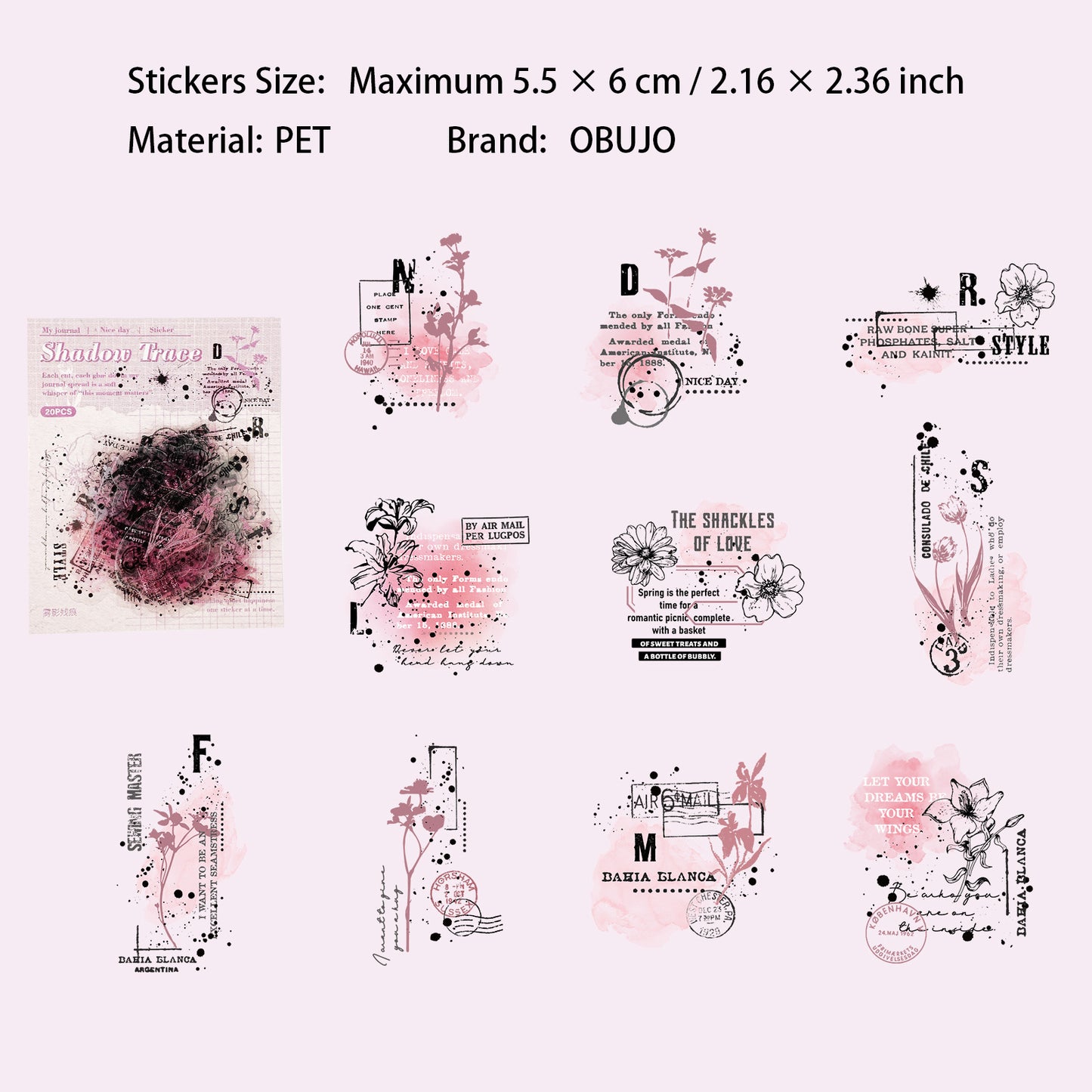 15 Pcs Vintage Collage PET Stickers WYCH