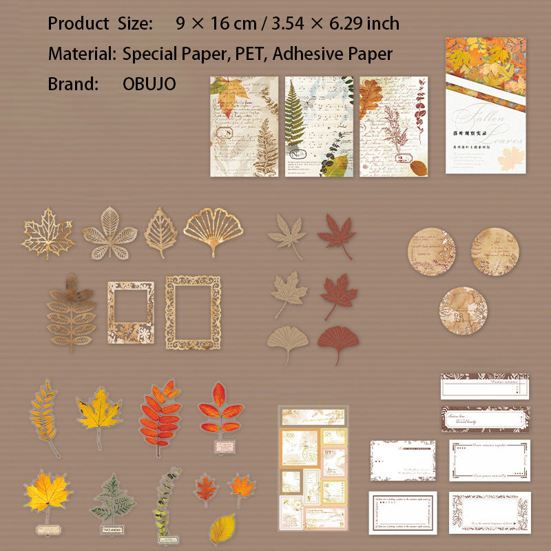 37 Pcs Leaf Theme Junk Jounral Paper and Stickers Kit LYGCSL