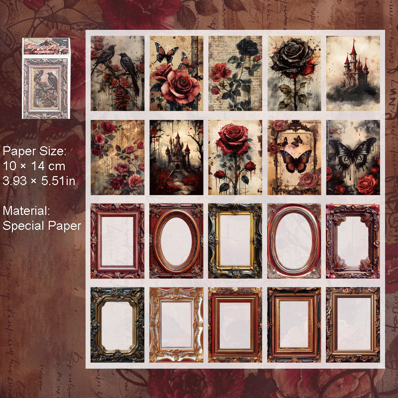 20 Pcs Gothic Scrapbook Paper and Frame SMJD