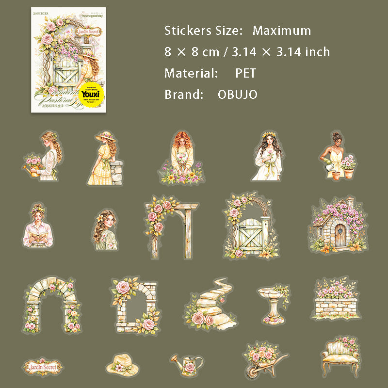20 Pcs Garden Lady PET Stickers LMTYSH