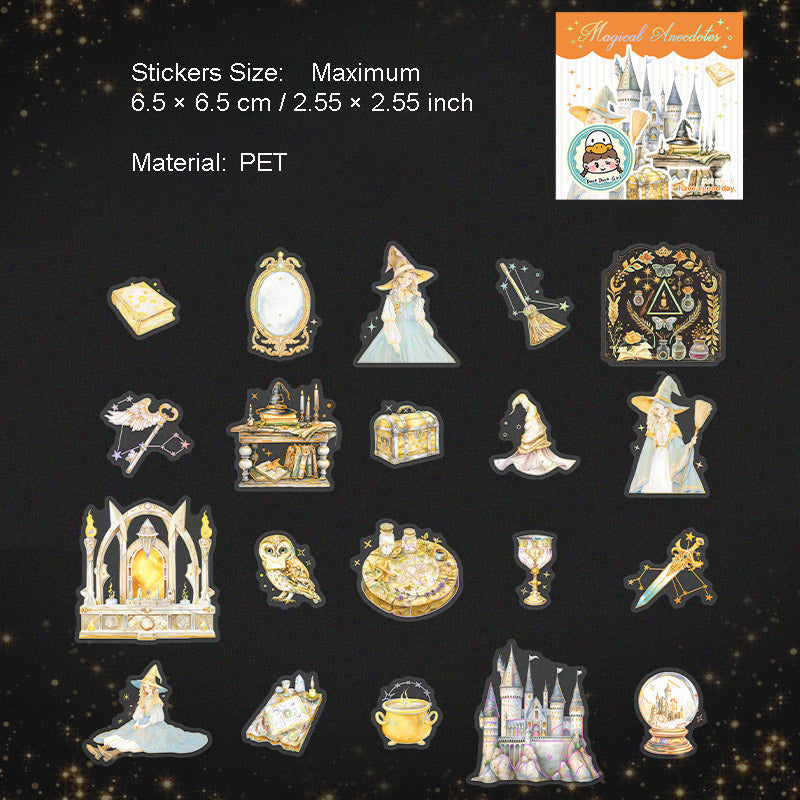 20 Pcs Gliiter Magic Theme PET Stickers MFYWL