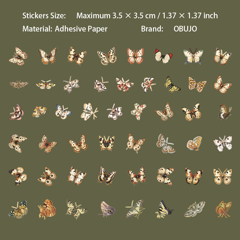 50 Pcs Vintage Butterfly Stickers PJZC