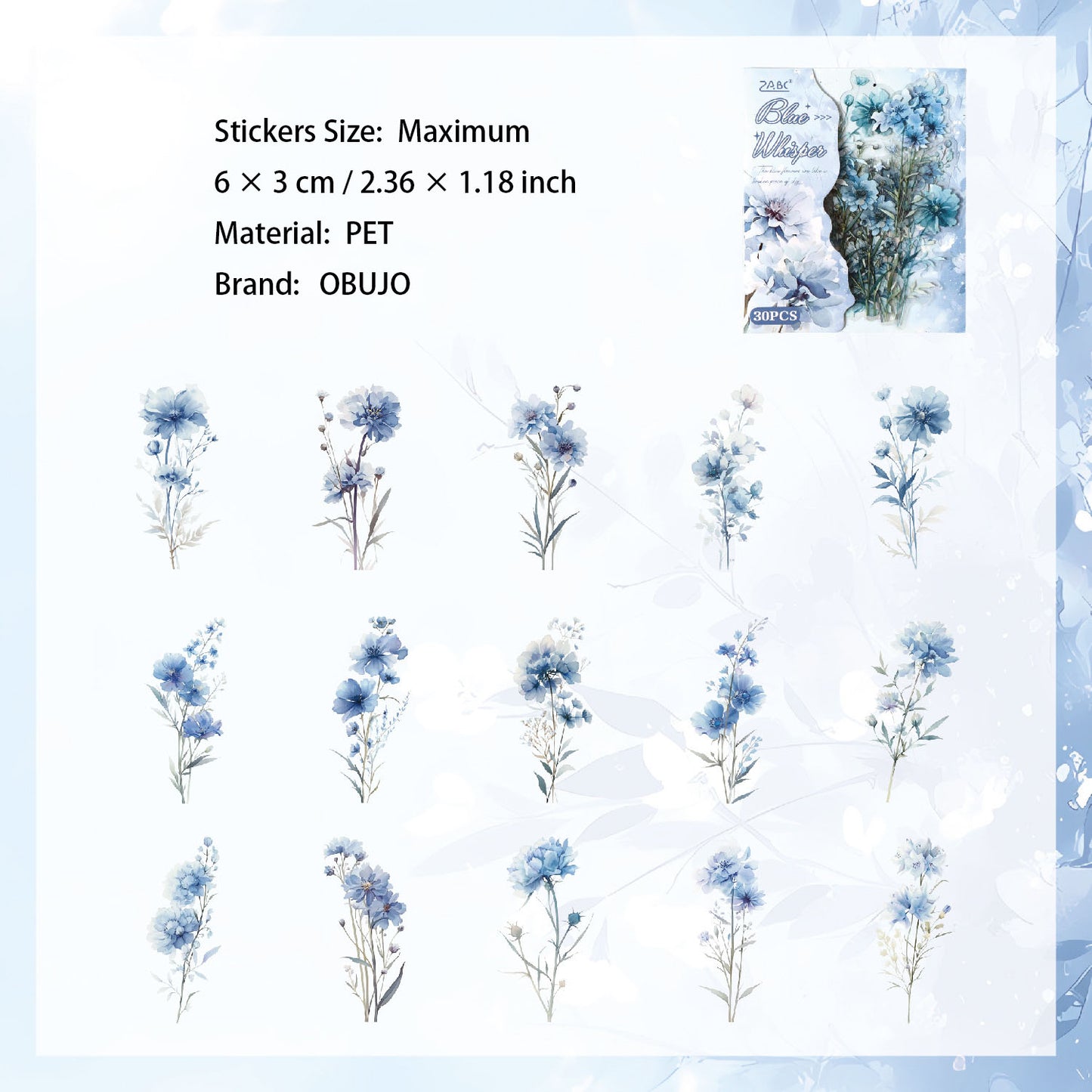 30 Pcs Fantasy Wild Flower PET Stickers HXFXL