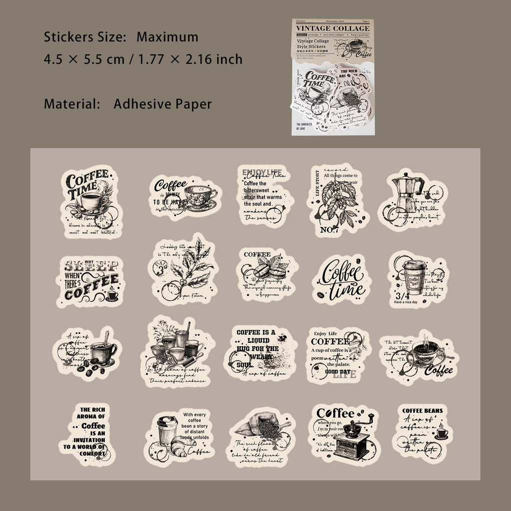 20 Pcs Vintage Scrapbook Stickers PTWS