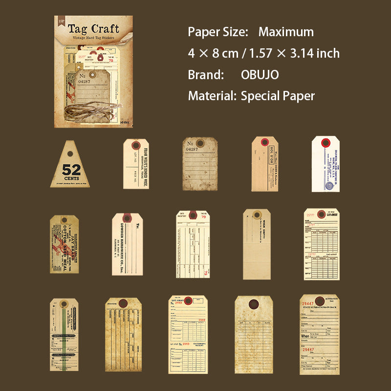 15 Pcs Vintage Tag Stickers BQSZG