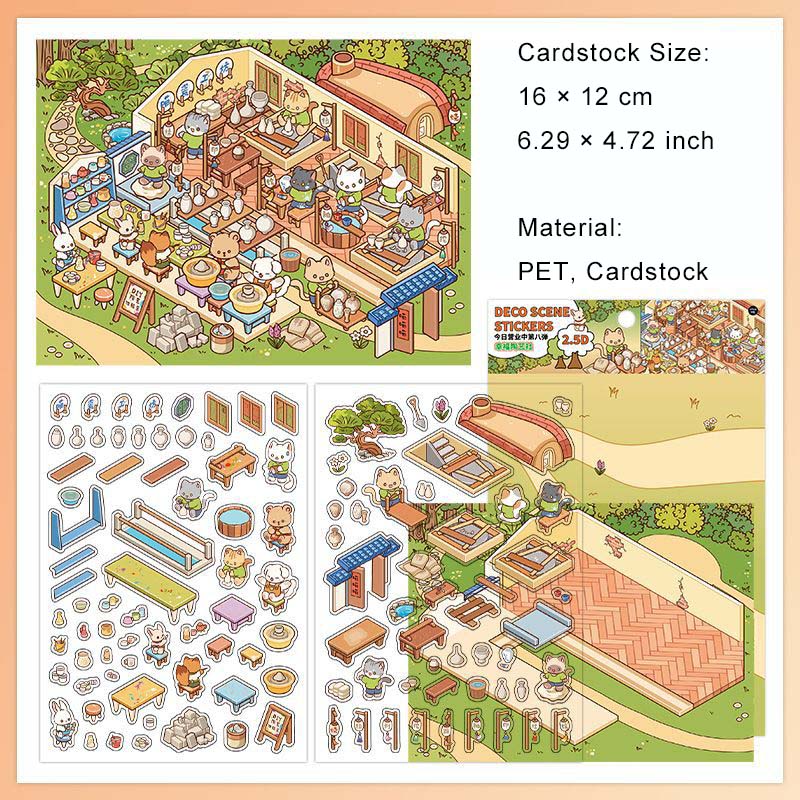 3D Shop Store Scene Stickers Kit JRYYZ8